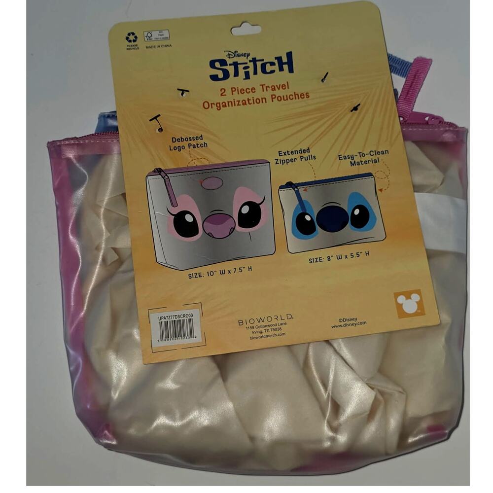 Disney's Stitch and Angel Two Piece Travel Organizer Makeup Pouch | NEW - Picture 2 of 4